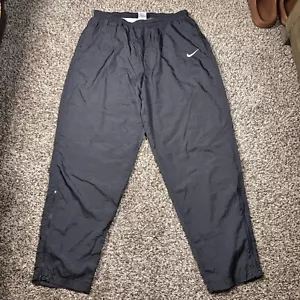 Size XL 32x32 Vintage 90s Nike Track Pants Large Black Lined Pockets Zip Leg - Picture 1 of 14