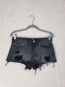 BDG Urban Outfitters Women Short 26 Black 100% Cotton Distressed Denim US Sz 4 - Picture 1 of 19