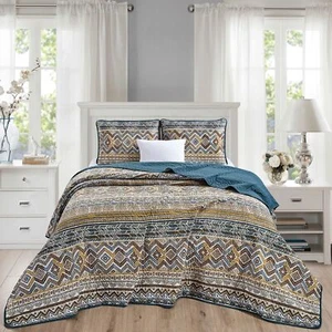 Chezmoi Collection 3-Piece Quilt Bedding Set Southwestern Native Tribal Boho ... - Picture 1 of 6