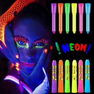 6PCS Glow in The Dark Face Paint Crayons UV Neon sign Halloween Carnival Nigh... - Picture 1 of 8