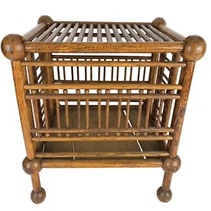 Antique Ball And Stick Fretwork Oak Footstool Victorian Flip Open Top - Picture 1 of 10