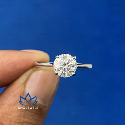 1.5ct Round EVS1 Lab Grown Diamond Wedding Engagement Ring 14K White Gold Plated - Image 1 of 4