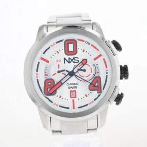 NXS Pastrana 50mm Silver Dial Quartz Stainless Steel Men's Wristwatch - Picture 1 of 6