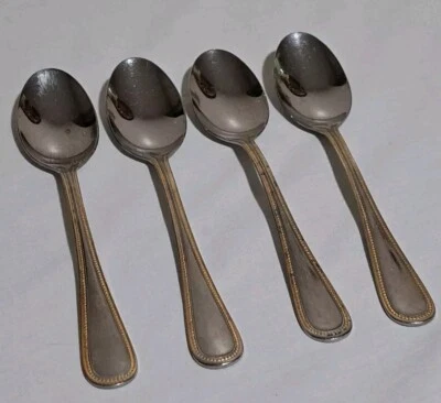 4 cucharadas sopera ovaladas INTERNATIONAL Royal Bead acento dorado cena 71/2" acero inoxidable Foto 1 de 4