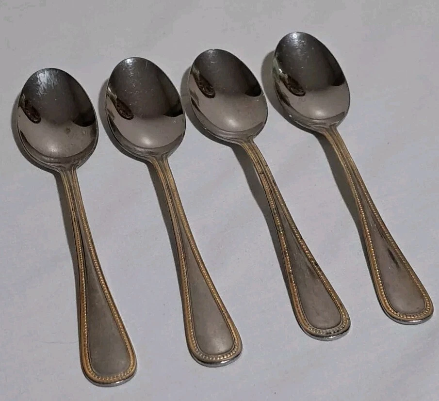 4 cucharadas sopera ovaladas INTERNATIONAL Royal Bead acento dorado cena 71/2" acero inoxidable Foto 1 de 4