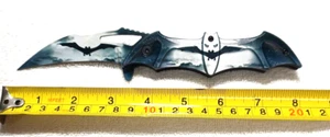 SPRING ASSISTED BATMAN KNIFE MOONLIT 8.25" OVERALL APPROX. 3.75 INCH BLADE - Picture 1 of 5