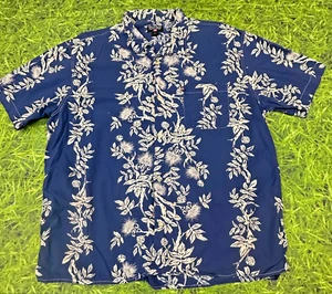 Polo Jeans Co., Ralph Lauren Mens Large Hawaiian Bl;ue White Foral SS Button Up - Picture 1 of 11