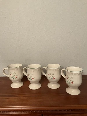 Pfaltzgraff Winterberry Pedestal Coffee/Tea  Mugs 4 3/4” Tall 11 Oz Set Of 4 - Image 1 of 4