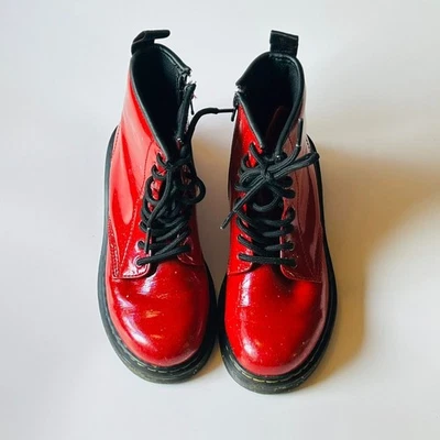 Botas Dr. Martens Junior 1460 Rojo Brillo Cósmico Cremallera Lateral Con Cordones TALLA US 2 Foto 1 de 4