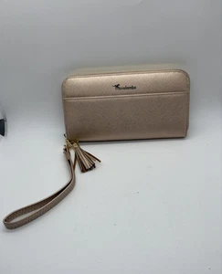 Travelambo Womens Wallet Tassel Bifold Ladies Gold Wristlet Wrist Strap 7.5”x4” - Picture 1 of 12