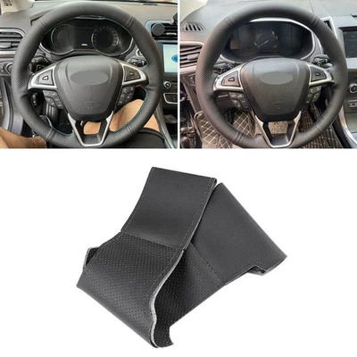 Hágalo usted mismo cubierta de cuero del volante negro para Ford EDGE 2015 2016 2017 2018 2019 Foto 1 de 4