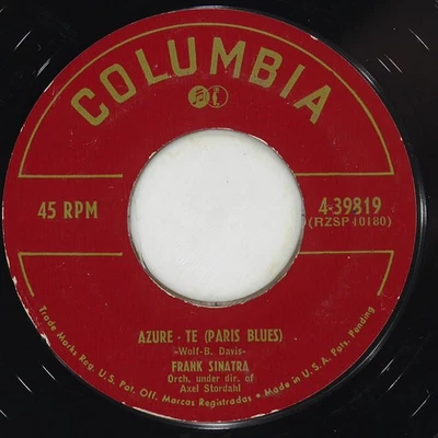 FRANK SINATRA Azure-Te (Paris Blues) COLUMBIA 4-39819 VG- 45 1952 Vocal 7" Jazz Foto 1 de 4