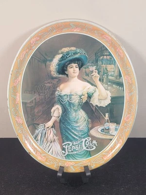 Vintage Pepsi Cola Oval Serving Tray 12.75" x 10.5" Gibson Girl Repro 1980's - Image 1 of 4