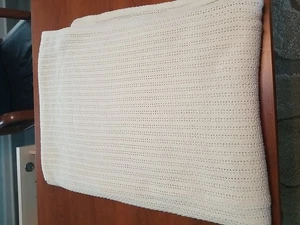 TWIN CREAM blanket 100% Cotton USA Made 96" x 76"  - Picture 1 of 3