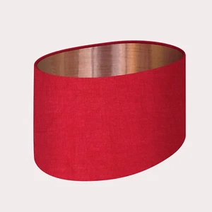 Lampenschirm dunkelrot strukturiert 100% Leinen gebürstet Kupfer oval Lampenschirm - Bild 1 von 5