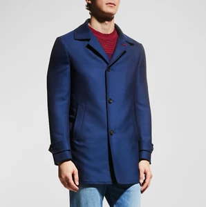 Isaia 'Iconico' Royal Blue Cashmere-Wool Walking Coat 42R (Eu 52) NWT Overcoat - Picture 1 of 13