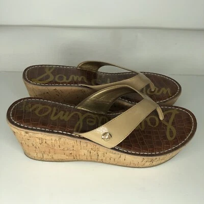 Sandalias Sam Edelman Mujer Talla 10M Tostado Charol Plataforma Chanclas Cuña Foto 1 de 4