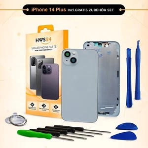 Backcover für iPhone 14 Plus Blau Gehäuse Rahmen Rückseite Glas Frame Housing - Picture 1 of 2