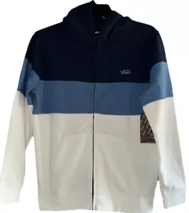 VANS Youth Boy M Thick Hoodie Jacket Full Zip Pockets color block blue 10/12 nwt - Picture 1 of 10