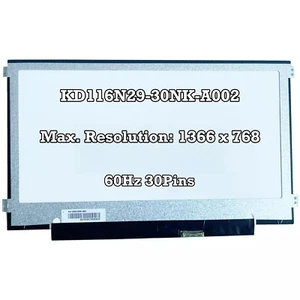 KD116N29-30NK-A002 HD Laptop LED LCD Replacement Screen 30Pins Display 1366×768 - Picture 1 of 2