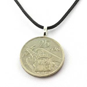 Collier pièce de monnaie Espagne 25 pesetas Franco - Foto 1 di 1