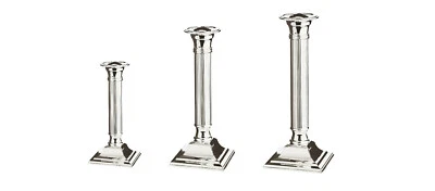 Candelabro Candelabro Argentato Portacandele Per Candele A Stelo Motivo A Righe - Immagine 1 di 4