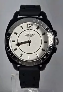 COACH 1941 WOMEN'S 41mm Black Ceramic Silicon Band WaterResistant 3ATM WHITE - Picture 1 of 11