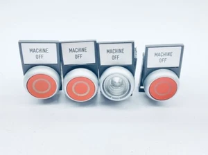 LOT OF 4 EATON M22-D-R-X0/K01 MACHINE OFF PUSHBUTTON 230-500VAC 24-220VDC - Picture 1 of 9