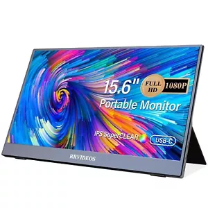 RRVIDEOS Portable Monitor 15.6'' FHD 1080P Portable Laptop Monitor IPS Computer - Picture 1 of 7