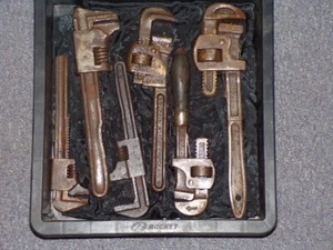 Lot of 6 Vintage Adjustable Wrenches Trimo Walworth Wooden Handle Others - Picture 1 of 7