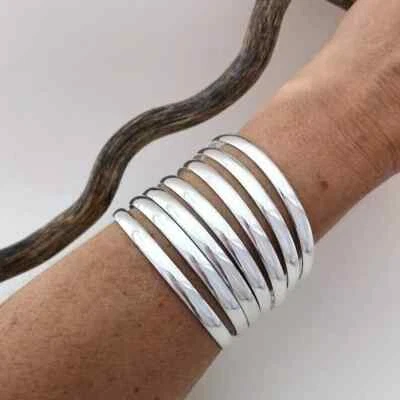 Set Of 7 Bangle Solid 925 Sterling Silver Beautiful Handmade Women Bangle, M704 - Image 1 of 4