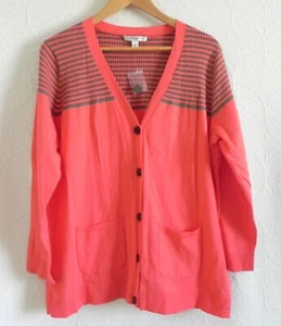 Liz Claiborne Cardigan V-Neck Button Down Pockets Long Sleeve Cotton Blend 1X - Picture 1 of 9