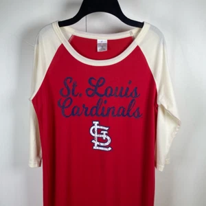 St. Louis Cardinals Genuine Merchandise Womens Pajama Top Red Color Block Logo S - Picture 1 of 9