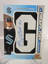 2022-23 SP GAME USED LETTERPATCH DRAFT DAY MARKS AUTO SHANE WRIGHT RC #14/35
