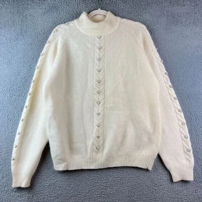 Suéter Pullover Vintage Años 80 Hasting & Smith Lana Angora Como Nuevo Simulado Cuello Alto Foto 1 de 4