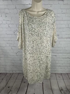 Aidan Mattox Ivory Silk Cold Shoulder Beaded Sequined Dress Size 10 *defects - Picture 1 of 20