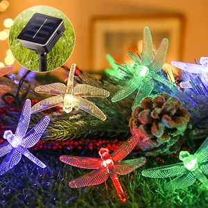 Solar Dragonfly Lights Outdoor 50 LED Dragonfly Lights Waterproof Multicolor - Picture 1 of 1