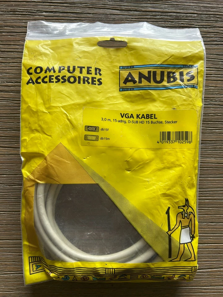 VGA Verlängerungskabel 3m 15-pol Stecker auf 15-pol Buchse NEU OVP Anubis - Bild 1 von 1