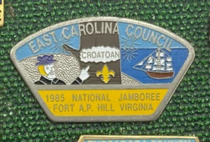 Vintage BSA Boy Scouts of America East Carolina Council Fort Hill VA 1985 Pin - Bild 1 von 1