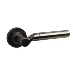 Türgriff auf Rose matt schwarz Nickel/Metall Türgriff Hebel - Bild 1 von 6