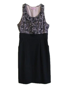 Eliza J New York Dress Size 6 Empire Waist Sleeveless Pockets Geometric Black - Picture 1 of 3
