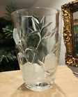 VINTAGE Mikasa Clear Crystal Oval Vase  With Frosted Roses - Heavy High Quality