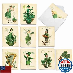 The Best Card Company 20 Assorted St. Patrick's Day Notecards Bulk Box Set 4 - Picture 1 of 5