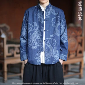 Spring Dragon Printed Coat New Chinese Style Men Retro Jacket Tang Casual Jacket - Picture 1 of 26