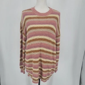 Maglione tunica maglia a righe Show Me Your Mumu Bertie rosa panna marrone piccolo - Foto 1 di 9