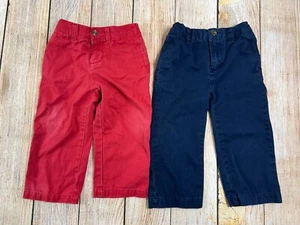 Polo By Ralph Lauren Boys Chino Dress Pants Red Blue Size 24 Months - Picture 1 of 8