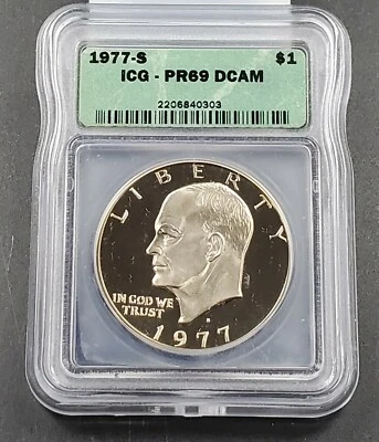 1977 S $1 Eisenhower Brown Ike CLAD  Dollar PR69 ICG GEM PROOF 2 - Image 1 of 4