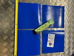 KIT RIPARAZIONE MATERIALE TENDA PVC CAMION HGV BLU 900gsm RIP PROOF PVC & COLLA - Foto 1 di 7