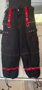 Vintage Tripp NYC Gothic Punk Emo Skull Red/Black Cargo Pants Mens L - Picture 1 of 8