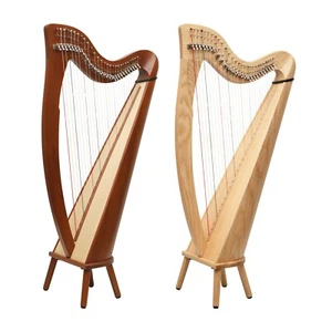 28 String Irish Claddagh Harp, Celtic Irish Lever Harp Round back - Picture 1 of 29